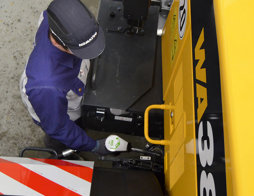 Komatsu machines can  now run on  HVO fuels