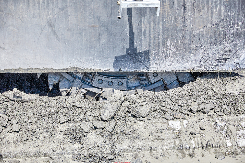 The concrete surface being removed was hard and abrasive but careful selection of cutting tools optimised wear life