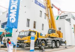 The XCA60-EV hybrid all-terrain crane has a maximum lifting capacity of 60tonnes and a boom length of 48m  